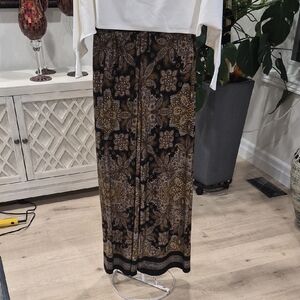 Elegant Paisley Maxi Skirt - Brown and Black
